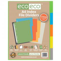 eco-eco Eco Eco A4 50% Recycled Index File Dividers - 1 Set of 5 ECO071-S