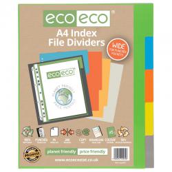 eco-eco Eco Eco A4 50% Recycled Wide Index File Dividers - 1 Set of 5 ECO072-S