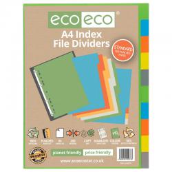 eco-eco Eco Eco A4 50% Recycled Index File Dividers - 1 Set of 10 ECO073-S