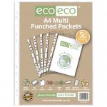 Eco Eco A4 100% Recycled Bag Multi Punched Pockets - Pack of 50 ECO076-S