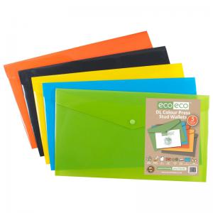 eco-eco Eco Eco DL 50 Recycled Colour Press Stud Wallets - Pack of 5