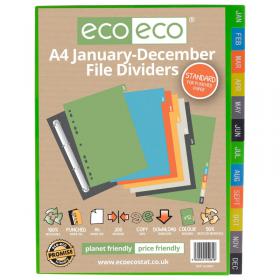 eco-eco Eco Eco A4 50% Recycled January - December Index File Dividers - 1 Set ECO081-S