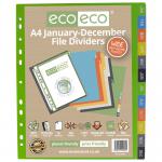 Eco Eco A4 50% Recycled January - December Wide Index File Dividers - 1 Set ECO082-S