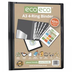 eco-eco Eco Eco A3 95 Recycled Presentation 4 Ring Portrait Binder -