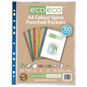 eco-eco Eco Eco A4 100 Recycled Bag Colour Spine Multi Punched Pockets