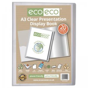 eco-eco A3 50 Recycled Presentation Display Book with 20 Clear Pockets