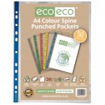 A4 100% Recycled Colour Spine Multi Punched Pockets - Pack of 50 ECO107-S