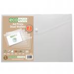 A4 50% Recycled Clear Press Stud Wallets - Pack of 5 ECO111-S