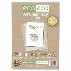 eco-eco A4 50 Recycled Clear Tidy Files - Pack of 50 ECO121-S