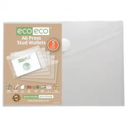 eco-eco A6 95% Recycled Clear Press Stud Wallets (5) ECO155-S