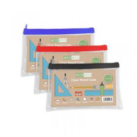 eco-eco 90% Recycled Clear Flat Pencil Case - 20x13cm ECO183-S