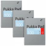 The picture shows the Pukka Pads Ltd Pukka Pads Books, Pads & Albums with the Pukka Pad Editor Metallic A4 Wirebound Hardcover Notepad, featuring 100 ruled sheets made with 80GSM paper. Three notepads are included in this bundle.
