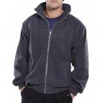 The image shows a grey Beeswift Endeavour fleece jacket in size 3XL. The jacket has a sleek and cozy design, with a full front zipper and two side pockets. The fabric is thick and warm, perfect for chilly weather. A small Beeswift logo is embroidered on the chest.