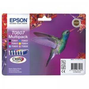 Epson C13T08074011 T0807 Ink Cartridge Multi Pack 220 Pages 6 x 7 4ml