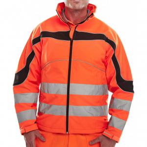 Beeswift Eton Hi-Viz Soft Shell Jacket Orange Black S ET41ORS
