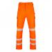 A bright orange pair of Beeswift Envirowear High Visibility Trousers featuring reflective strips for added safety. The durable fabric is designed to withstand harsh environmental conditions.
