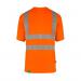 The photograph shows a bright orange Beeswift Envirowear High Visibility Tee Shirt in size 4Xl. The Envirowear logo can be seen on the chest and the fabric appears to be lightweight and breathable. The shirt is designed for high visibility with reflective strips on the arms and torso.