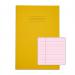 The image features a pack of 50 RHINO A4 Special Exercise Books with a yellow cover and tinted pink paper. Each book contains 48 pages. The cover bears the Rhino Stationery logo and the words Tinted Exercise Books.