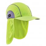 This picture features a bright yellow Ergodyne high performance hat with a shade, perfect for keeping the sun out of your eyes. The hat has the Ergodyne logo on the front and is made from durable materials, making it ideal for outdoor activities.