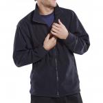 This picture shows a Beeswift Standard Fleece Jacket in Navy Blue, size 2XL. The jacket is made of soft fleece material and features a full zipper, two side pockets, and a high collar. The jacket has a smooth finish and a loose fit, making it comfortable and functional for everyday wear.