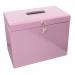 Box Files File Box with 5 Suspension Files - A4 Pastel Pink FPA4PP