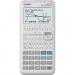 This photograph showcases a sleek, modern Casio FX9860GIII Graphic Calculator with a large, high-resolution screen and a multitude of buttons and functions. The calculator features a metallic silver finish and a bright screen display with vibrant colors and clear text.