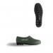 The image features a green Dunlop wellington shoe in size 10, model GG10. The iconic brand logo is prominently displayed on the front. The shoe has a sleek and sturdy design, with robust soles and a comfortable fit. Perfect for outdoor activities and rainy days.