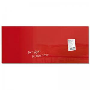 Sigel Wall Mounted Magnetic Glass Board 1300 x 550 x 15mm - Red GL242