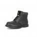 The picture shows a pair of black 6 inch Beeswift safety boots with a Goodyear welted construction. The sturdy boots feature a strong sole and a lace-up design. The beeswax finish adds a sleek touch to the durable and reliable work boots.