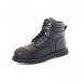 In the photo, we see a pair of durable Beeswift safety boots in sleek black, featuring a Goodyear welt construction and a scuff cap for added protection. These boots are perfect for any tough job or outdoor adventure.