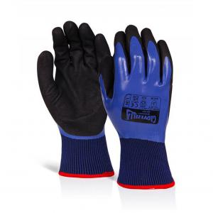Beeswift GLOVEZILLA WATERPROOF THERMAL NITRILE GLOVE BLUE MED 08 Pk10