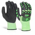 The Glovezilla Nitrile Gloves feature a sandy nitrile coating in a vibrant green shade. The pair offers reliable protection and a comfortable fit for everyday use.