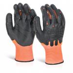 Beeswift Cut Resistant Fully Coated Impact Glove Orange L (Pair) GZ61ORL