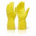 This image features a pair of medium-sized, yellow Beeswift household gloves. The gloves are made of durable material and have a textured grip for easy handling. They are comfortable and provide protection for household tasks.