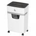 This photograph showcases an HP Home Shredder, with a P5 Micro Cut shredding capability, which can hold 10-20L of paper. The sleek and modern design features the iconic HP logo, making it a stylish and efficient addition to any home office.