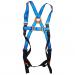 This image shows a blue Tractel Tools Kratos Full Safety Harness. It features multiple straps and buckles for secure fit, as well as a front D-ring for attaching equipment. The harness has a sleek and durable design, perfect for work or industrial use.