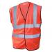 This photo features a bright orange Beeswift high visibility mesh vest in size large. The vest is made from durable materials and features reflective strips for increased visibility. Perfect for staying safe in low light conditions.
