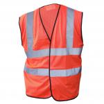 In the photo, a man is wearing a bright orange Beeswift High Visibility mesh vest in size 2XL. The vest has reflective strips for increased visibility and is made from lightweight, breathable material. The logo of the brand can be seen on the chest.
