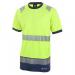 The photograph shows multiple Beeswift high visibility tee shirts in a vibrant two-tone Saturn Yellow and Navy color. They feature short sleeves and are in size M. These shirts are perfect for staying visible and safe in low-light conditions.