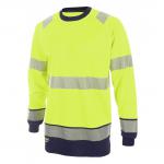 This picture features Beeswift high visibility tee shirts in a bright Saturn yellow color with a navy contrast. The two-tone design adds a stylish touch while the long sleeves provide extra coverage. Available in a size 2XL, these shirts are perfect for staying visible in any outdoor work environment.