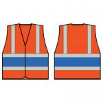 This image features a high visibility orange vest with a royal band, size XL. The vest is made by Beeswift and is designed for maximum visibility and safety on the job.