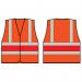The photograph features a bright orange Beeswift high visibility vest with a red band, size 2XL. The vest is made with reflective material to increase visibility and safety in low light conditions.
