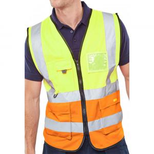 Beeswift Two Tone Executive Waistcoat Saturn Yellow Orange 3XL