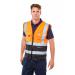 In the picture, you can see two bright orange and black high visibility vests from Beeswift. They are made with a two-tone design and have an executive waistcoat style. The vests are in size medium and are perfect for added safety and visibility in work environments.