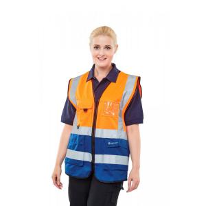 Beeswift Two Tone Executive Waistcoat Orange Navy Xs HVWCTTORNXS