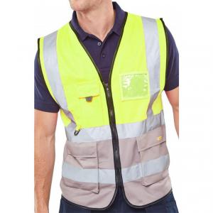 Beeswift TWO TONE EXECUTIVE WAISTCOAT SAT YELLOWGREY MED HVWCTTSYGYM