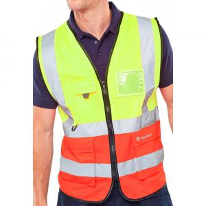 Beeswift Two Tone Executive Waistcoat Saturnyellow Red 3XL