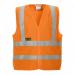 This photo features a Hydrowear Mably High Visibility Flame Retardant Anti-Static Waistcoat in bold orange color. Made from durable materials, it has reflective strips for added visibility. Perfect for outdoor work and high-risk environments.