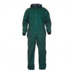 This image features the Urk Weatherproof Overalls and Coveralls Hydrowear Urk Simply No Sweat Waterproof Coverall in green, size medium. The overalls are all-in-one and offer full-body protection from the elements with a convenient design for easy movement and comfort.
