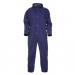 A navy blue, XL waterproof coverall with Urk written on the chest, from Hydrowear. The brand logo is on the front and back, with a high collar and multiple pockets. The coverall is made with weatherproof material and is designed to be sweat-proof.